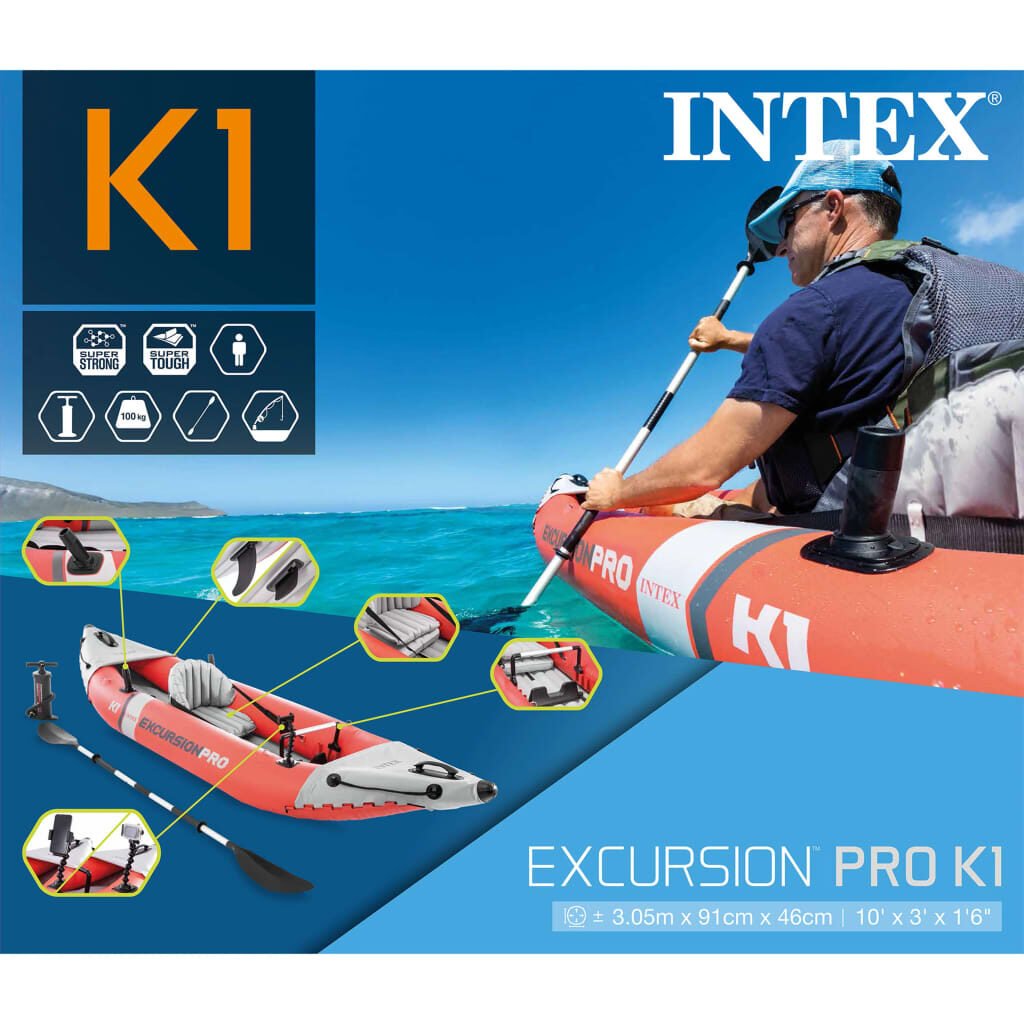 Intex Καγιάκ Φουσκωτό Excursion Pro K1 305 x 91 x 46 εκ.