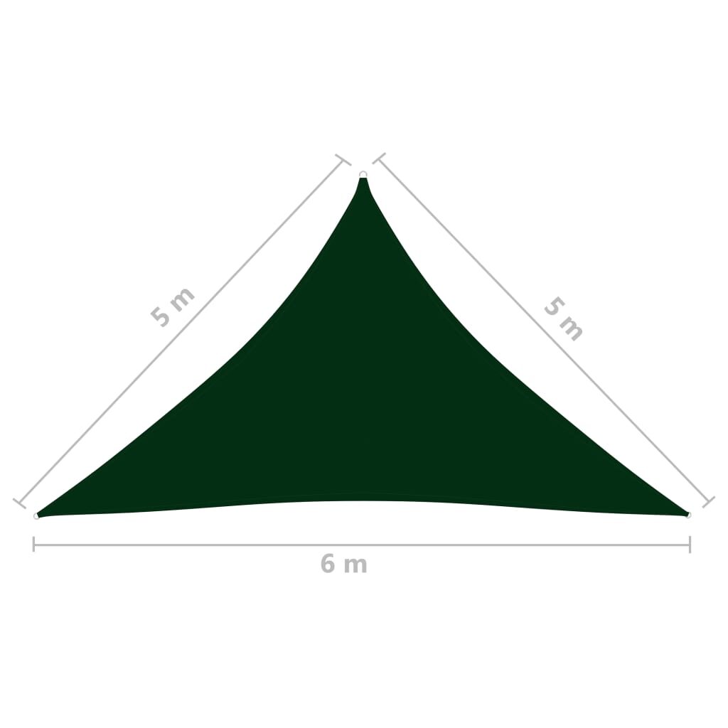 Πανί Σκίασης Τρίγωνο Σκούρο Πράσινο 5x5x6 μ. από Ύφασμα Oxford
