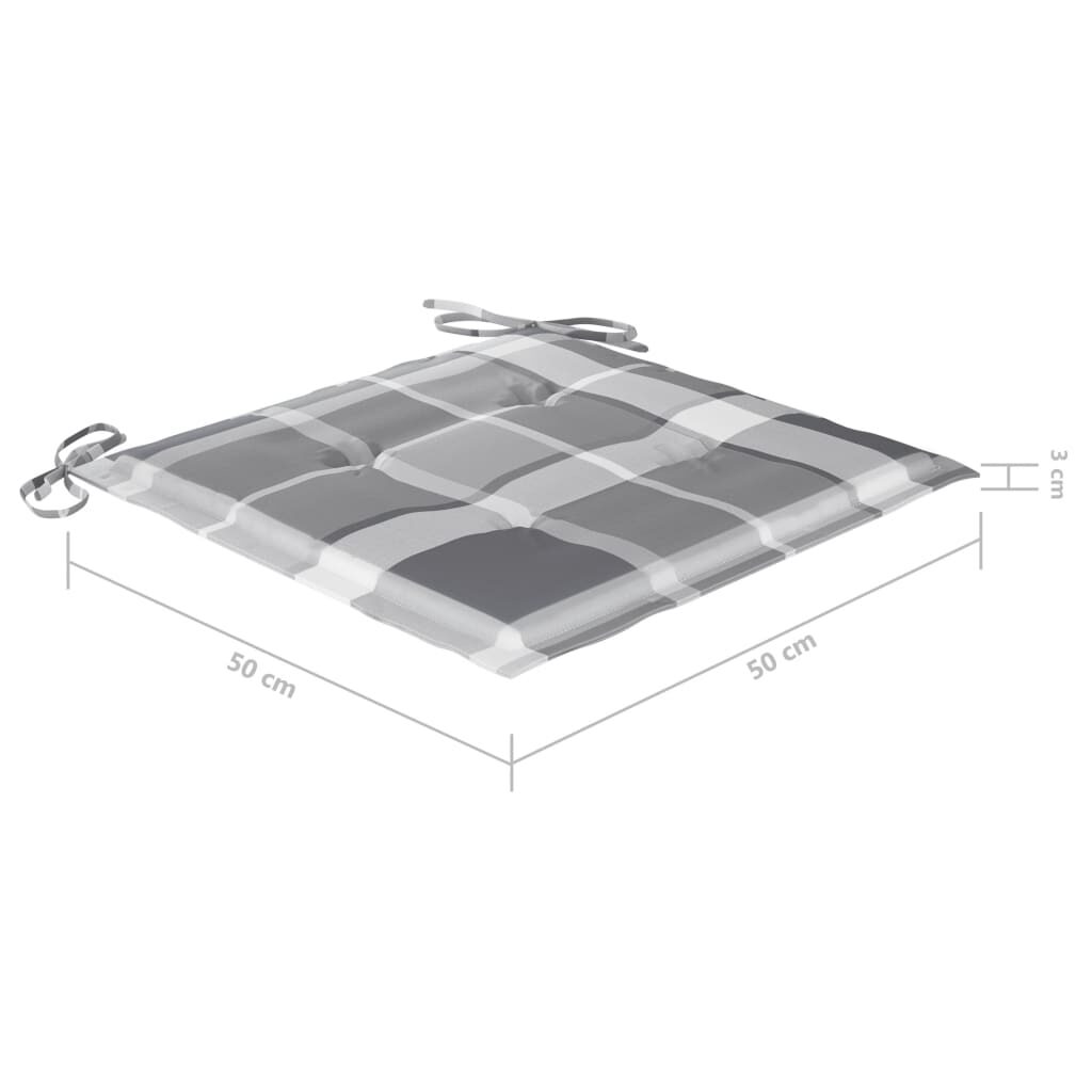 Μαξιλάρια Καρέκλας Κήπου 4 τεμ. Γκρι Καρό 50x50x4εκ. Υφασμάτινα