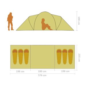 Σκηνή Camping 6 Ατόμων Μπλε / Κίτρινο