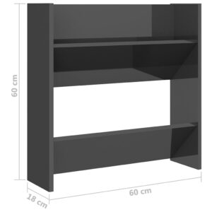 Παπουτσοθήκες Τοίχου 4 τεμ. Γυαλ. Γκρι 60x18x60εκ. Μοριοσανίδα