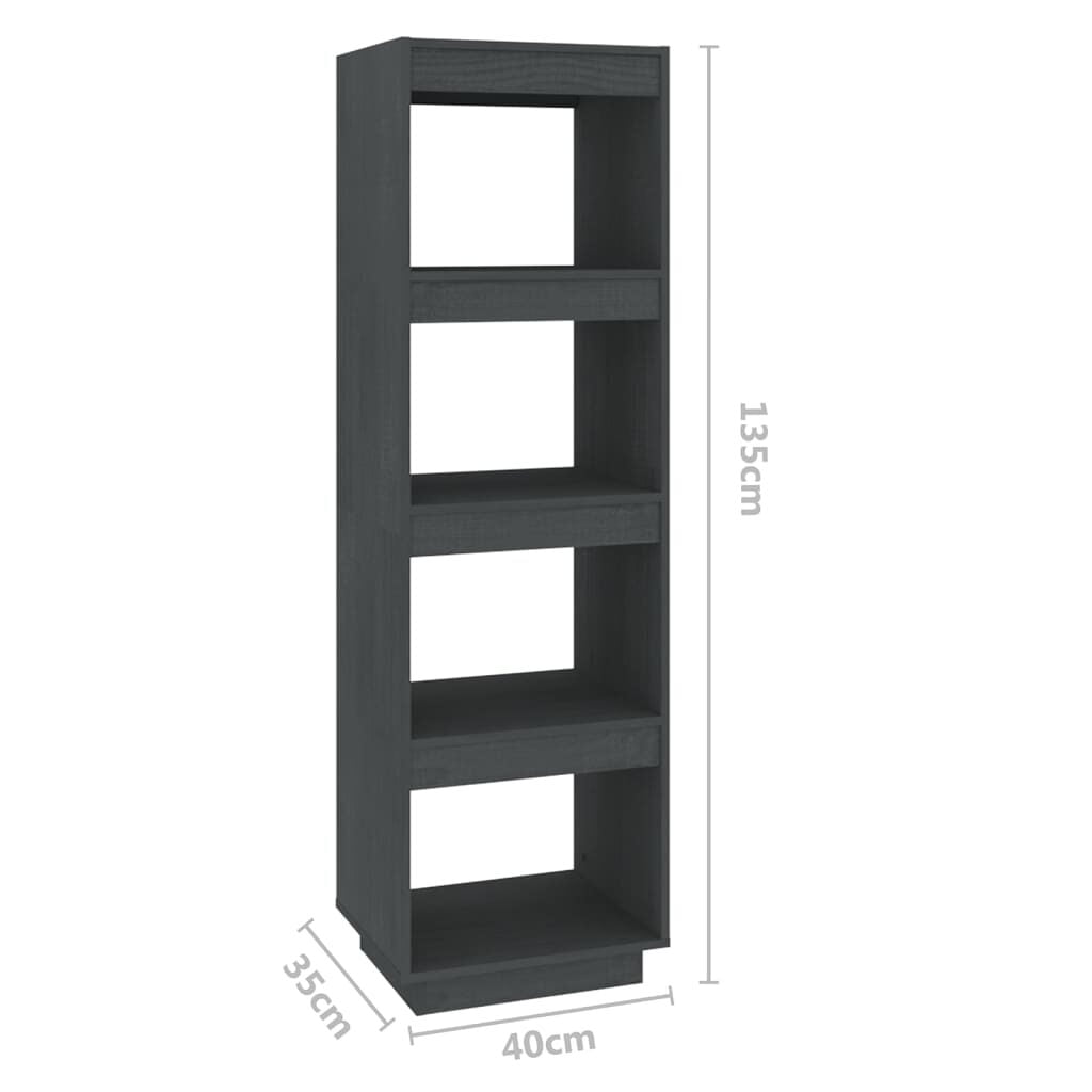 Βιβλιοθήκη/Διαχωριστικό Χώρου Γκρι 40x35x135 εκ. Μασίφ Πεύκο