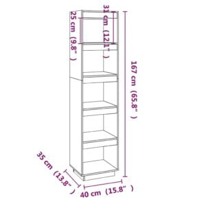 Βιβλιοθήκη/Διαχωριστικό Χώρου  Γκρι 40x35x167 εκ. Μασίφ Πεύκο