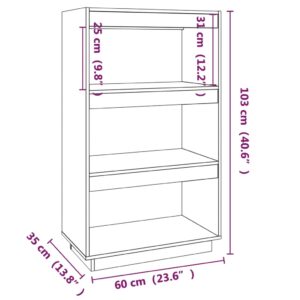 Βιβλιοθήκη/Διαχωριστικό Χώρου Μελί 60x35x103 εκ. Μασίφ Πεύκο