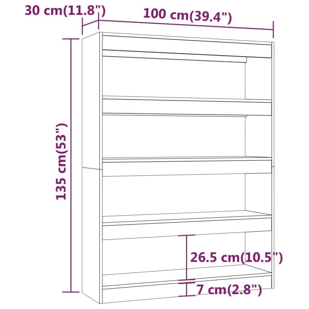 Βιβλιοθήκη/Διαχωριστικό Χώρου Γκρι Sonoma 100x30x135 εκ.