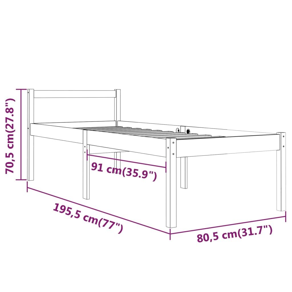 Πλαίσιο Κρεβατιού Μελί 75x190 εκ. Μασίφ Ξύλο 2FT6 Small Single