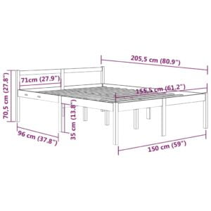 Πλαίσιο Κρεβατιού Λευκό 150 x 200 εκ. από Ξύλο Πεύκου 5FT King