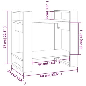 Βιβλιοθήκη/Διαχωριστικό Χώρου Γκρι 60x35x57 εκ. Μασίφ Πεύκο