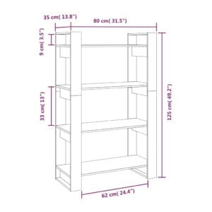 Βιβλιοθήκη/Διαχωριστικό Χώρου Μαύρο 80x35x125 εκ. Μασίφ Πεύκο