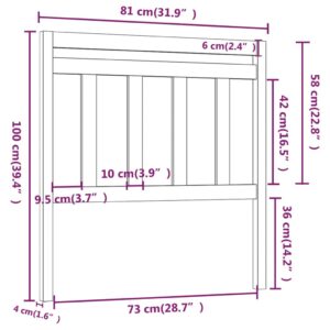 Κεφαλάρι Κρεβατιού Μαύρο 81 x 4 x 100 εκ. από Μασίφ Ξύλο Πεύκου