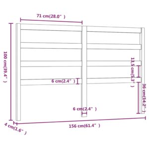 Κεφαλάρι Κρεβατιού Μελί 156 x 4 x 100 εκ. από Μασίφ Ξύλο Πεύκου