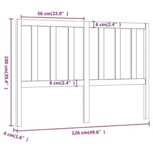 Κεφαλάρι Κρεβατιού Γκρι 126 x 4 x 100 εκ. από Μασίφ Ξύλο Πεύκου