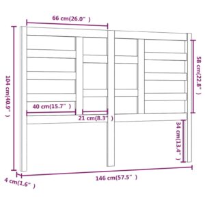 Κεφαλάρι Κρεβατιού Γκρι 146x4x104 εκ. από Μασίφ Ξύλο Πεύκου