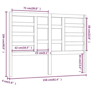 Κεφαλάρι Κρεβατιού Μαύρο 156x4x104 εκ. Μασίφ Ξύλο Πεύκου