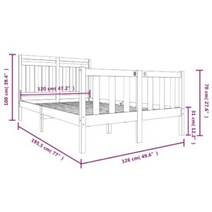 Πλαίσιο Κρεβατιού Γκρι 120x190 εκ. Μασίφ Ξύλο 4FT Small Double