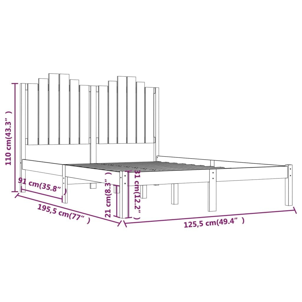 Πλαίσιο Κρεβατιού Γκρι 120x190 εκ. Μασίφ Πεύκο 4FT Small Double