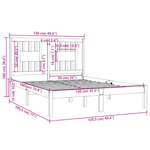 Πλαίσιο Κρεβατιού Γκρι 120x190 εκ. Μασίφ Ξύλο 4FT Small Double