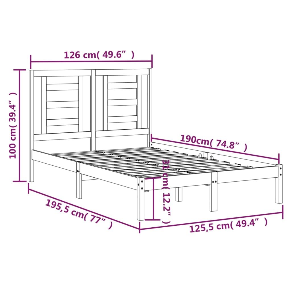 Πλαίσιο Κρεβατιού Γκρι 120x190 εκ. Μασίφ Ξύλο 4FT Small Double