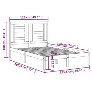 Πλαίσιο Κρεβατιού Γκρι 120x190 εκ. Μασίφ Ξύλο 4FT Small Double