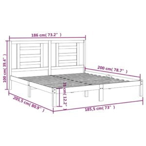 Πλαίσιο Κρεβατιού Λευκό 180 x 200 εκ. Μασίφ Ξύλο 6FT Super King