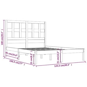 Πλαίσιο Κρεβατιού Γκρι 120x190 εκ. Μασίφ Πεύκο 4FT Small Double