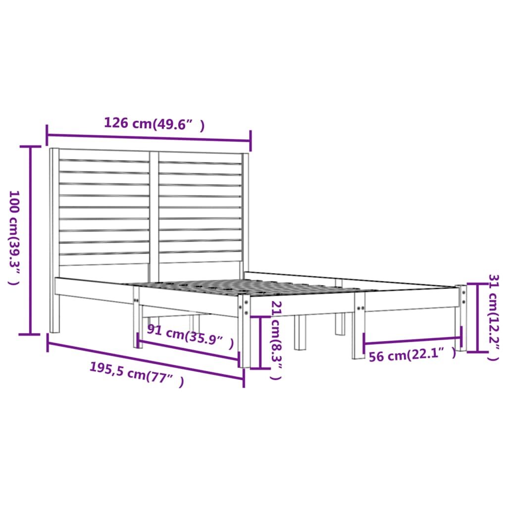 Πλαίσιο Κρεβατιού Γκρι 120x190 εκ. Μασίφ Ξύλο 4FT Small Double