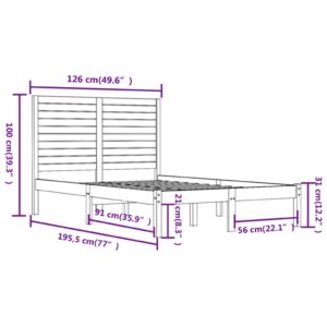 Πλαίσιο Κρεβατιού Γκρι 120x190 εκ. Μασίφ Ξύλο 4FT Small Double