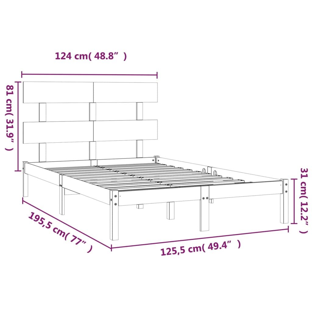 Πλαίσιο Κρεβατιού Γκρι 120x190 εκ. Μασίφ Ξύλο 4FT Small Double