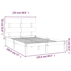 Πλαίσιο Κρεβατιού Γκρι 120x190 εκ. Μασίφ Ξύλο 4FT Small Double