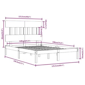 Πλαίσιο Κρεβατιού 120 x 190 εκ. από Μασίφ Ξύλο 4FT Small Double