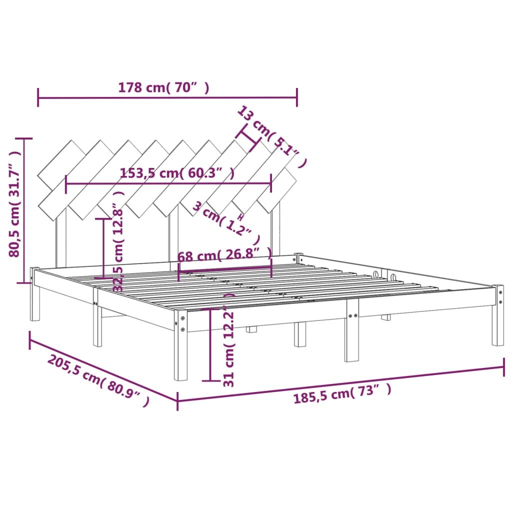 Πλαίσιο Κρεβατιού Μελί 180 x 200 εκ. Μασίφ Ξύλο 6FT Super King