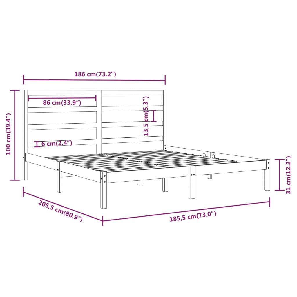 Πλαίσιο Κρεβατιού Μελί 180 x 200 εκ. Μασίφ Ξύλο 6FT Super King