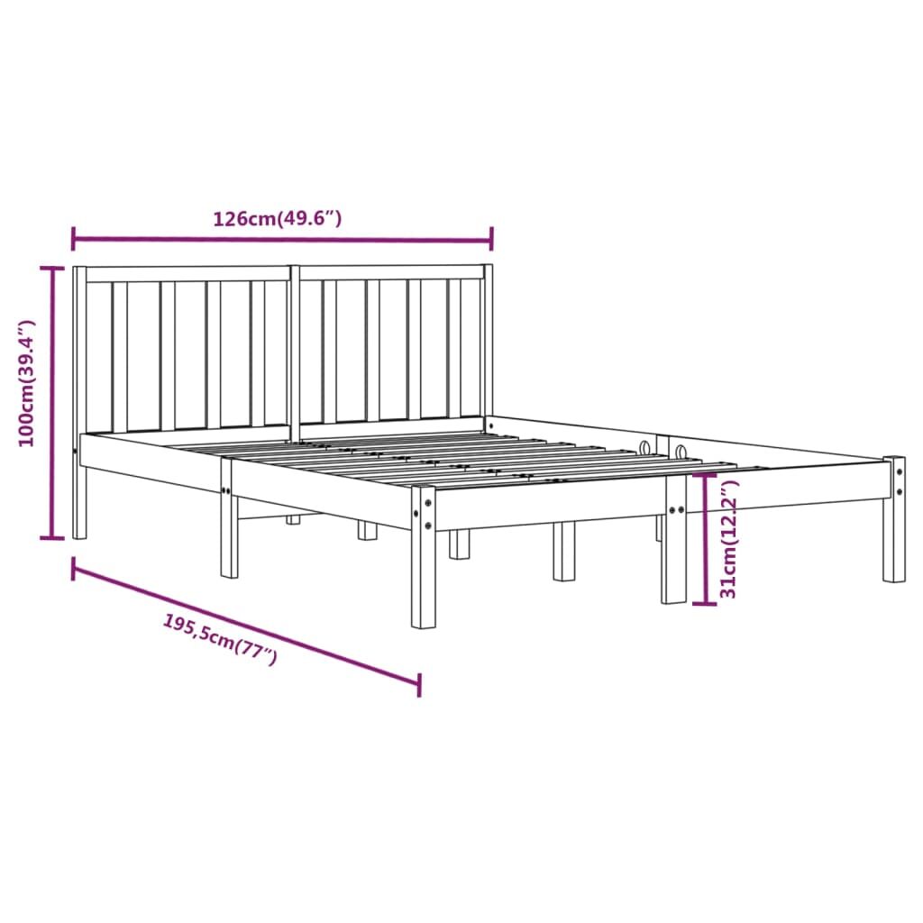 Πλαίσιο Κρεβατιού Γκρι 120x190 εκ. Μασίφ Πεύκο 4FT Small Double