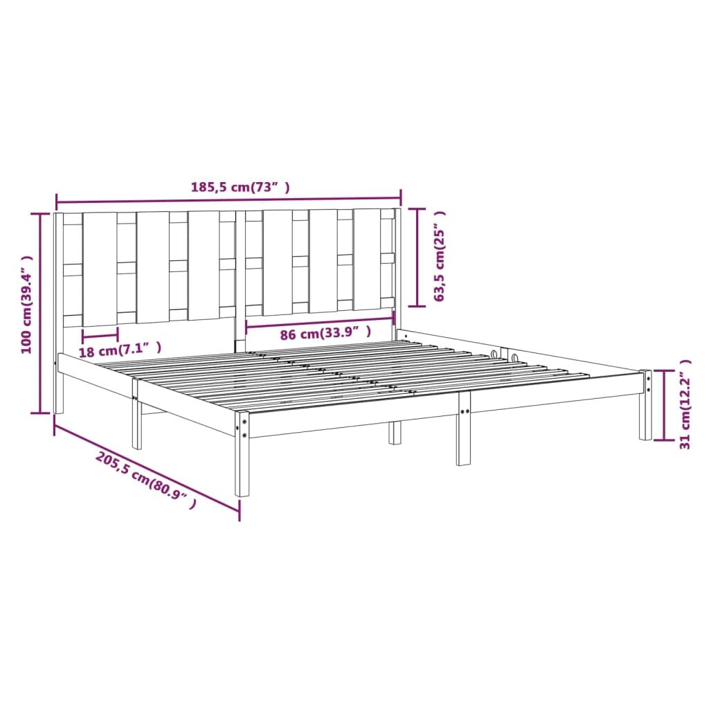 Πλαίσιο Κρεβατιού Μελί 180 x 200 εκ. Μασίφ Ξύλο 6FT Super King