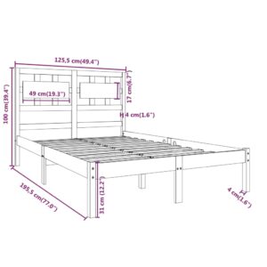 Πλαίσιο Κρεβατιού Γκρι 120x190 εκ. Μασίφ Ξύλο 4FT Small Double