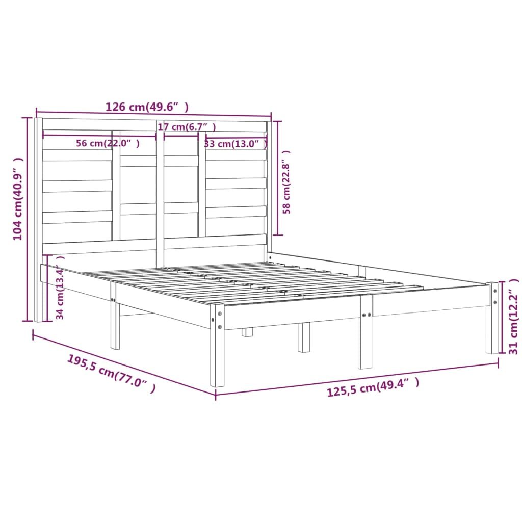 Πλαίσιο Κρεβατιού 120 x 190 εκ. από Μασίφ Ξύλο 4FT Small Double