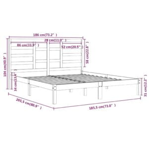 Πλαίσιο Κρεβατιού Γκρι 180 x 200 εκ Ξύλο Πεύκου 6FT Super King