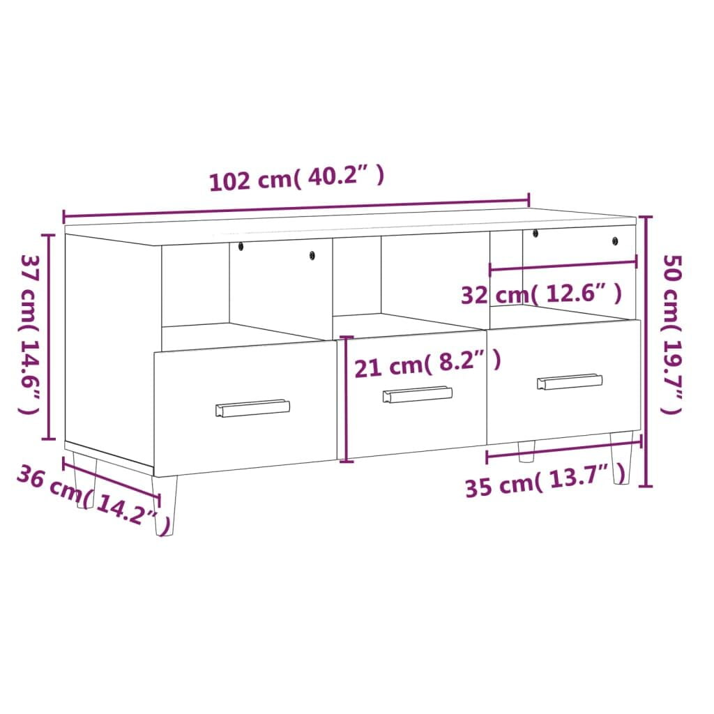 Έπιπλο Τηλεόρασης Γκρι Σκυροδέματος 102x36x50 εκ. Επεξ. Ξύλο