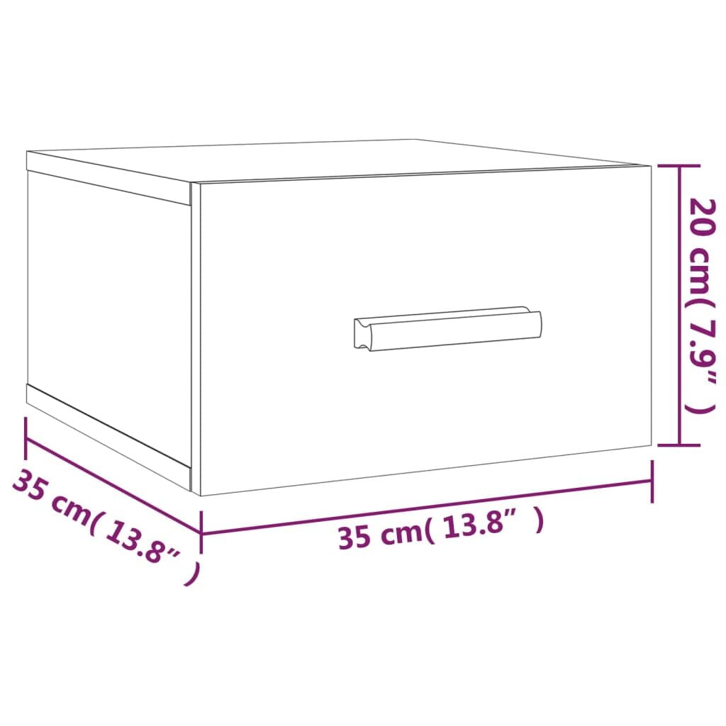 Κομοδίνο Επιτοίχιο Καπνιστή Δρυς 35 x 35 x 20 εκ.