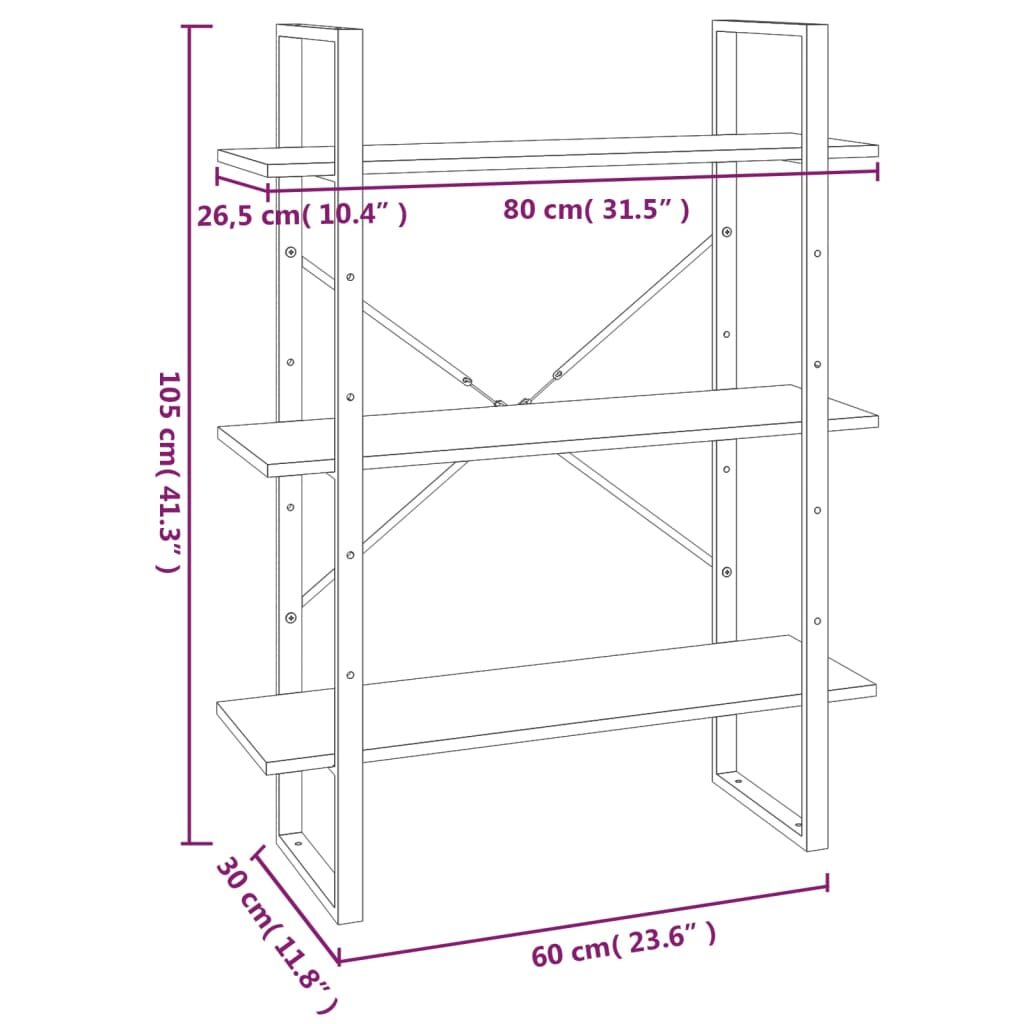 Βιβλιοθήκη Γκρι Sonoma 80x30x105 εκ. από Επεξεργασμένο Ξύλο