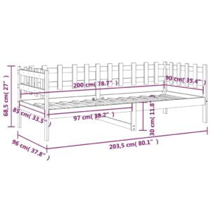 Καναπές Κρεβάτι Καφέ Μελί 90 x 200 εκ. από Μασίφ Ξύλο Πεύκου