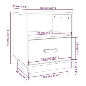 Κομοδίνο Καφέ Μελί 40x34x45 εκ. από Μασίφ Ξύλο Πεύκου