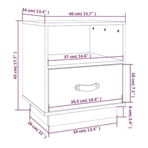 Κομοδίνα 2 τεμ. Καφέ Μελί 40x34x45 εκ. από Μασίφ Ξύλο Πεύκου