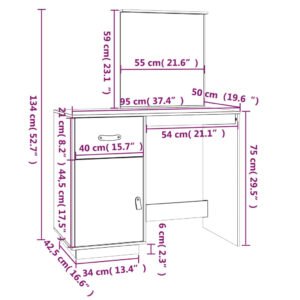 Μπουντουάρ Γκρι 95x50x134 εκ. Μασίφ Ξύλο Πεύκου