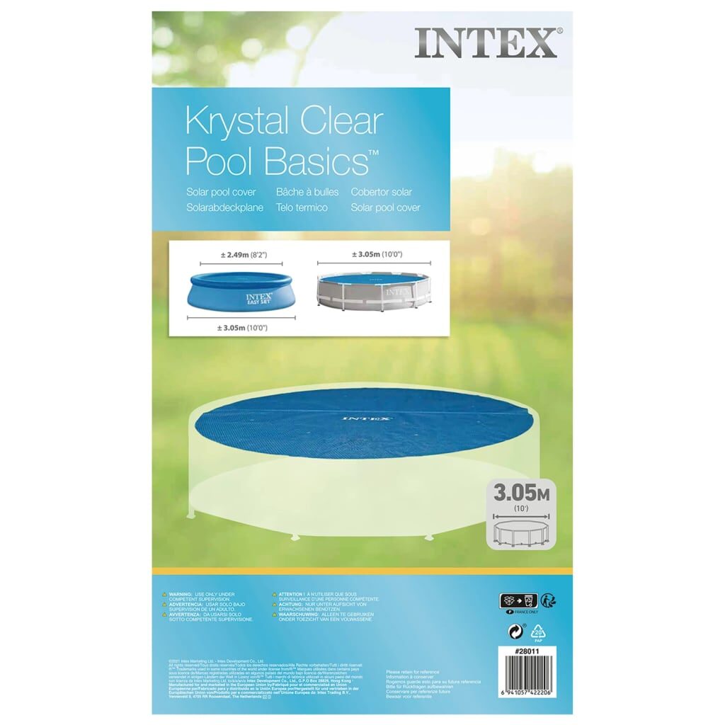 Intex Κάλυμμα Πισίνας Ηλιακό Μπλε 290 εκ. από Πολυαιθυλένιο