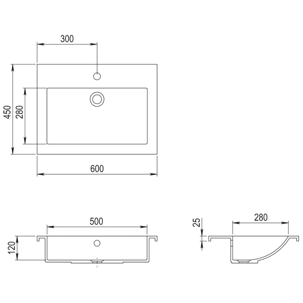 Νιπτήρας Λευκός 600 x 450 x 120 χιλ. Γρανιτένιος