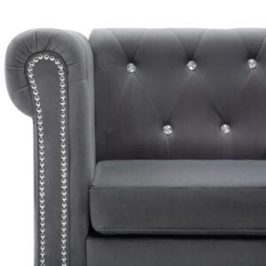 Καναπές Διθέσιος Chesterfield Γκρι 146 x 75 x 72 εκ. Βελούδο