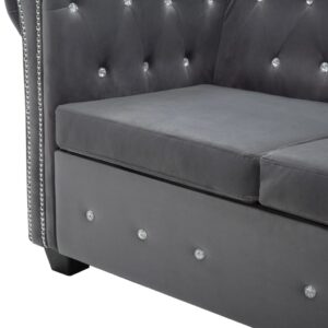 Καναπές Διθέσιος Chesterfield Γκρι 146 x 75 x 72 εκ. Βελούδο