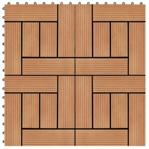 Πλακάκια Deck 11 τεμ. Χρώμα Teak 30 x 30 εκ. 1 μ² από WPC