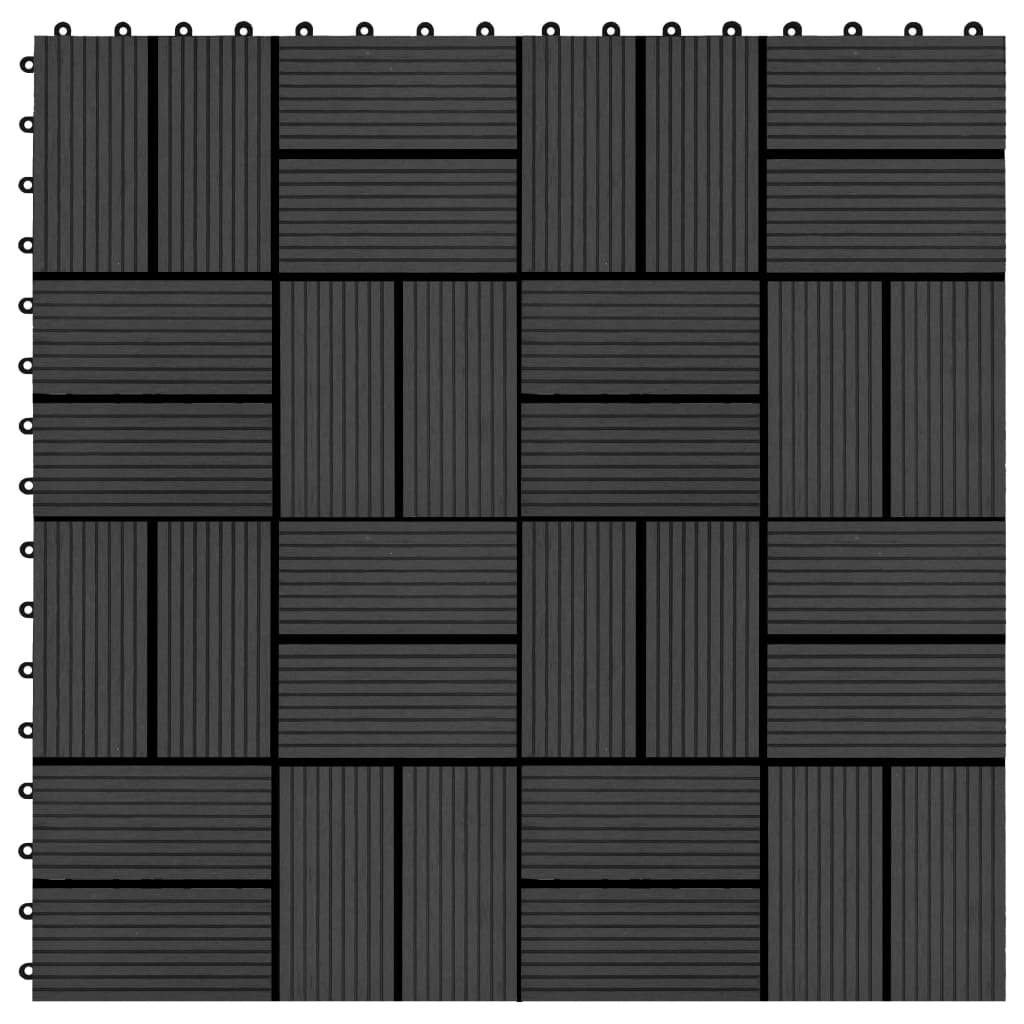 Πλακάκια Deck 11 τεμ. Μαύρα 30 x 30 εκ. 1 μ² από WPC